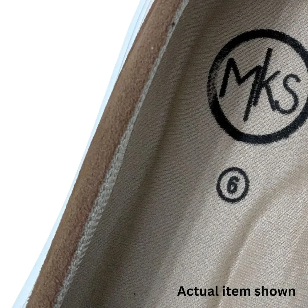 👞 MKS Suede Platform Penny Loafers Brown Slip On Shoes Size 6